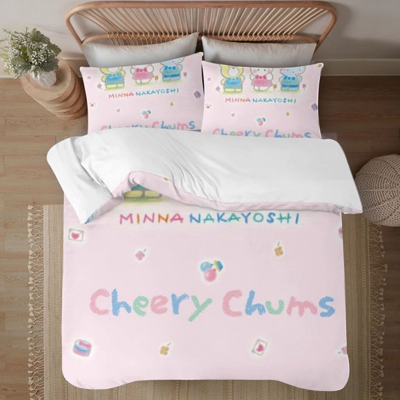 Cheery Chums 3-Piece Bedding Set For Kids Boys Girls Adult Cartoon Warm Cute Fashion Holiday Present Gift Bed Sheets
