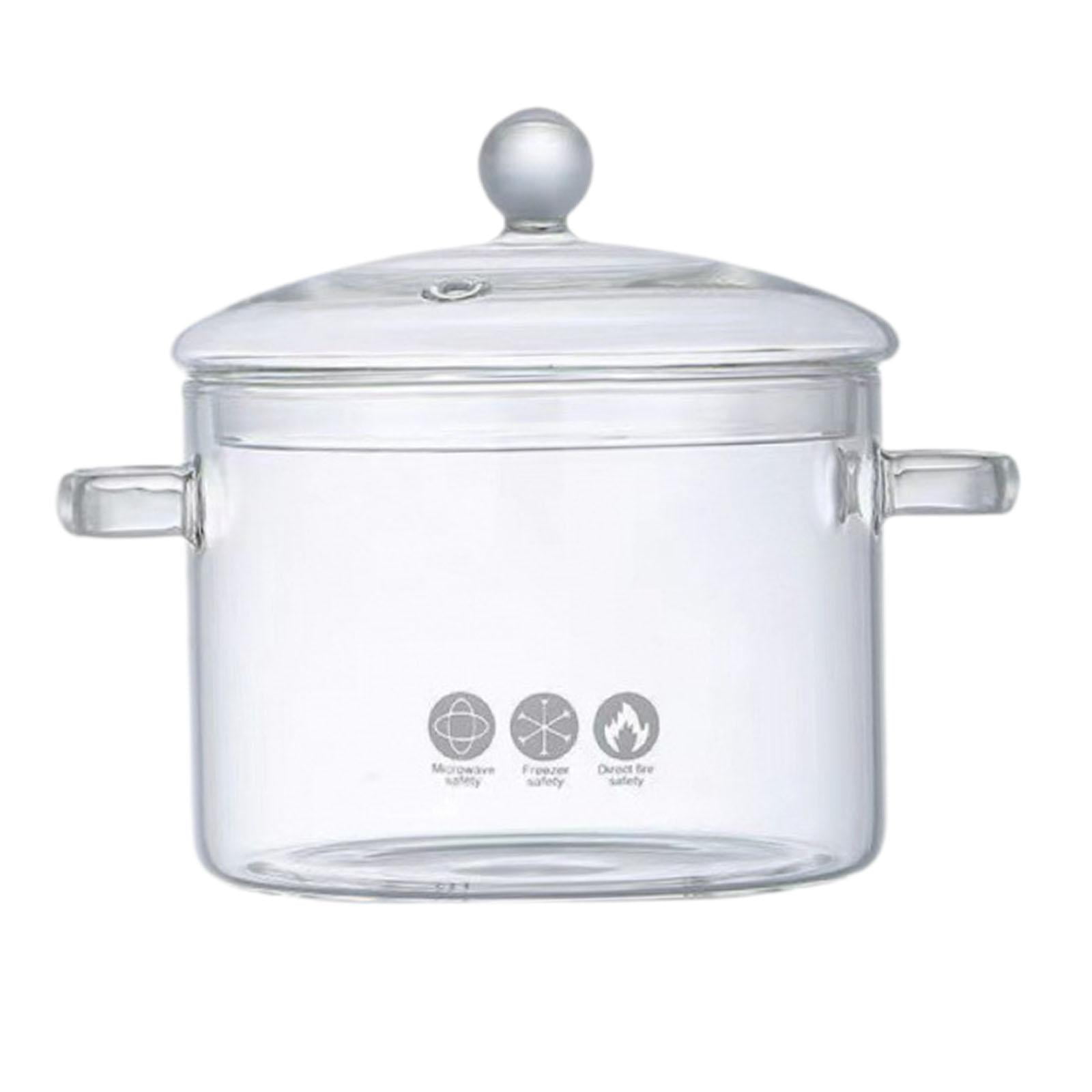 Fiocias - Olla De Cristal Con Tapa, Doble Asa, Para Pasta, Cereales, Leche, Transparente, 1400ml