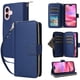 thumbnail image 1 of Funda Cartera con Cremallera y Correa para iPhone 16 Soporte y Tarjetero Azul, 1 of 6