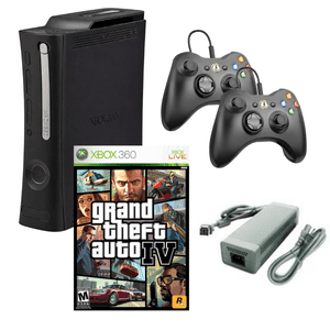 Microsoft Xbox 360 Elite Game Console With Two Retrofam Controllers And Grand Theft Auto Iv(Refurbished)