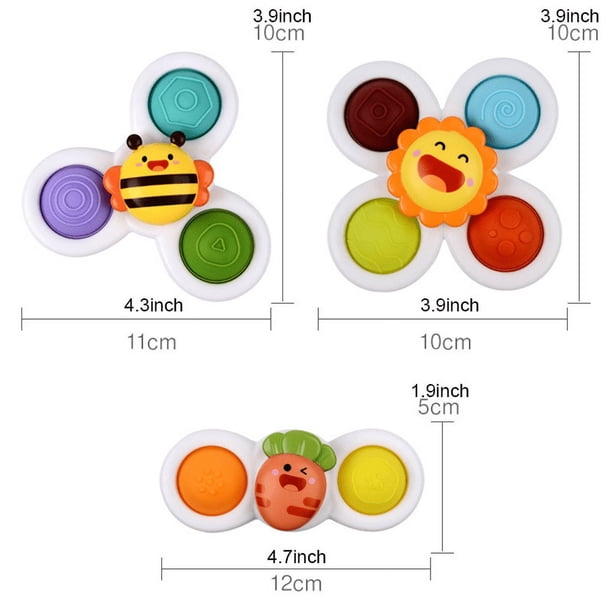 3PcsSuction Cup Spinner Toy For Baby, Simple Dimple Fidget Toys With Stackable Suction Cup Toys, Sensory Toys For Toddlers, Infant Baby Birthday Gifts Bath Toy
