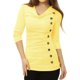 thumbnail image 2 of INSPIRE CHIC Top de Mujer con Cuello Alto, Manga Larga, Decoración de Botones, Frente Fruncido, Ajuste Regular, Pulóver Talla L Amarillo Claro, 2 of 5