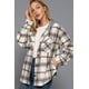 thumbnail image 4 of Saronite Chaqueta Polar con Capucha y Estampado a Cuadros, Botones Al Frente y Capucha Acogedora, Color Blanco/gris (para Mujer), 4 of 5