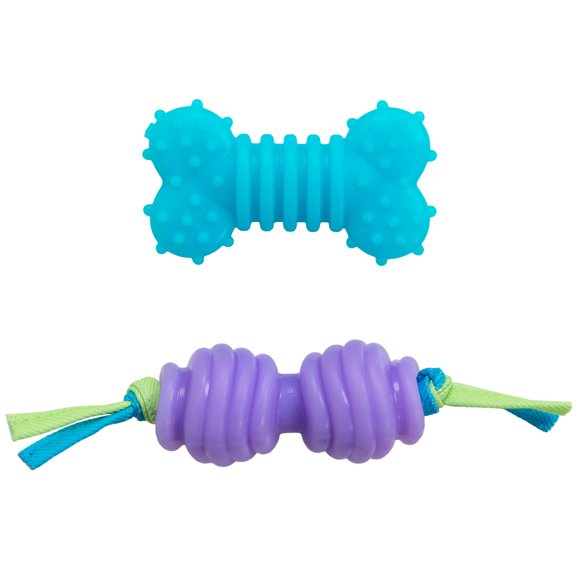 Juguetes para perros Pupstages 13 cm, pack de 2 con soporte dental