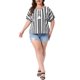 thumbnail image 2 of Agnes Orinda Blusas Casuales de Verano para Mujer de Talla Grande para Escuela y Universidad con Cordón Bohemio, Borla, Cuello en V, Manga Corta, Estampado Floral, 2X Negro, 2 of 6