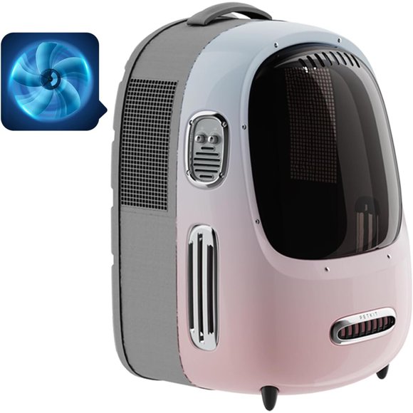 Mochila PETKIT para gatos con ventilador y luz, hasta 17 lb