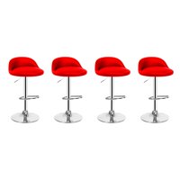 Global Latin Group - Pack 4 Piso Bar Taburete Giratorio De Altura Regulable Rojo