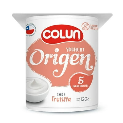 Yoghurt Origen Sabor Frutilla Pote 120 G Colun