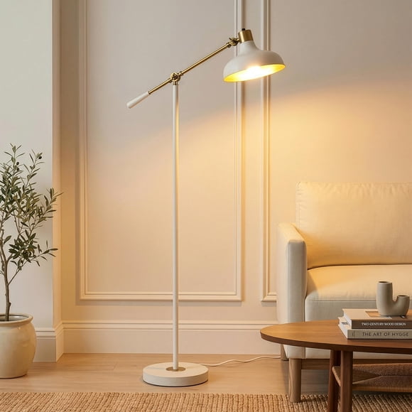 Lámpara Brightech Wyatt Crema con Pantalla Dorada Interior