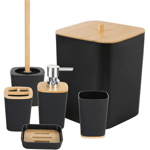 Wakeshome+H29:S29+H30:R30 - Juego Accesorios Set De Baño 6 Piezas Inoxidable Cepillo Wc