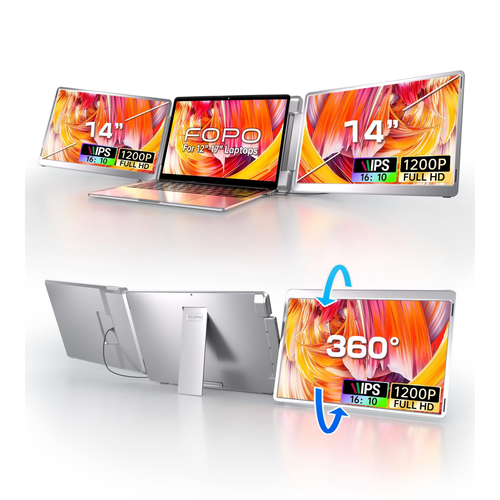 Extensor De Pantalla Fopo S7 14" Fhd 1200p 16:10 Triple