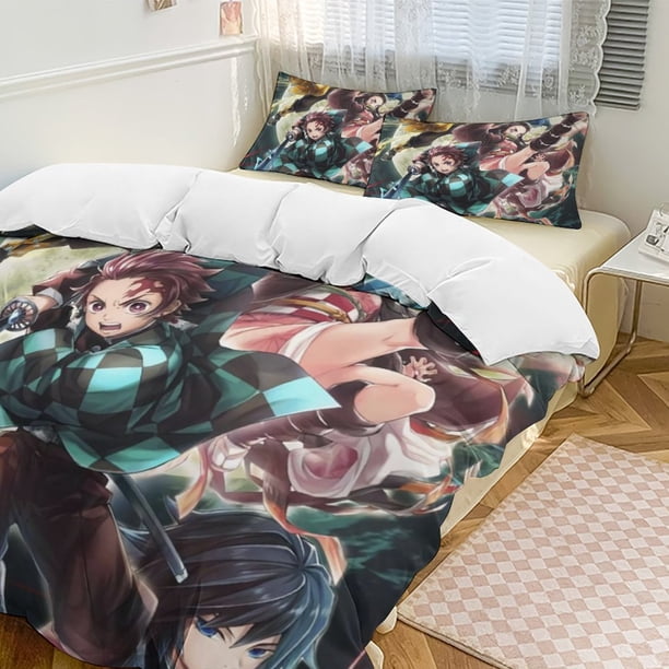 Demon SlayerCartoon Collection 3-Piece Comforter Set, Personalized Bedding Decor for Kids And Teens Bed Sheets
