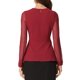thumbnail image 3 of INSPIRE CHIC Blusa de Mujer con Manga Larga Transparente de Malla Cuello Redondo con Cinturón Top Peplum de Trabajo S Rojo, 3 of 4