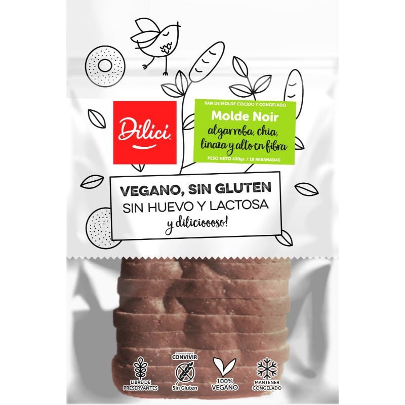 Pan De Molde Noir Sin Glúten 1 Un 430 g Dilici