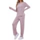 thumbnail image 4 of INSPIRE CHIC Conjunto de Pijamas para Mujer Cuello Redondo Manga Larga Ropa de Dormir Suave Pijamas Ropa de Casa con Bolsillo L Púrpura, 4 of 5
