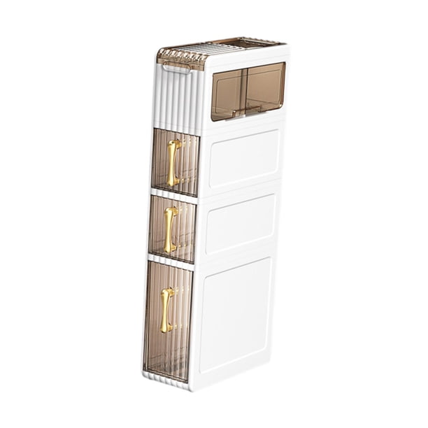 Armario de almacenamiento para suelo de baño, organizador multifuncional estrecho con cajones, soporte de papel higiénico para lavandería, apartamento 4 niveles
