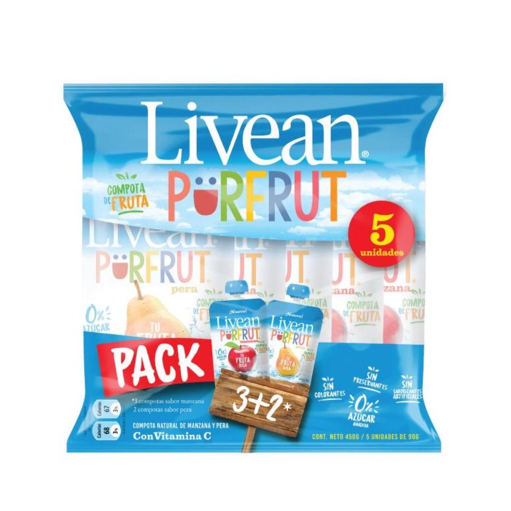 Pack Compota Sabores Manzana Y Pera 5 Un Livean