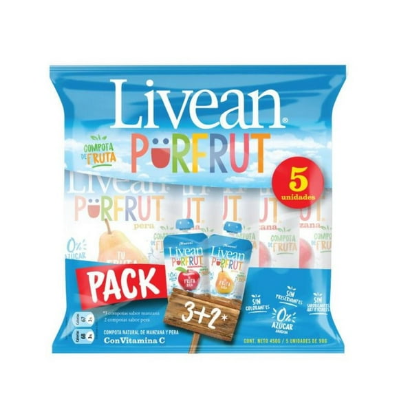 Pack Compota Sabores Manzana y Pera, 5 Un