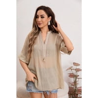 Likeshop - Blusa Mujer Lino Algodón Premium Liviana Cuello Mao 8057