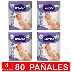 Pañales Babysec Premium Manga X4- Talla P - 80 Pañales
