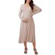 thumbnail image 1 of INSPIRE CHIC Vestidos de maternidad para mujeres, botón plisado, tejido de punto, manga larga, sesión de fotos, vestido maxi de embarazo, 2XL, caqui, 1 of 6