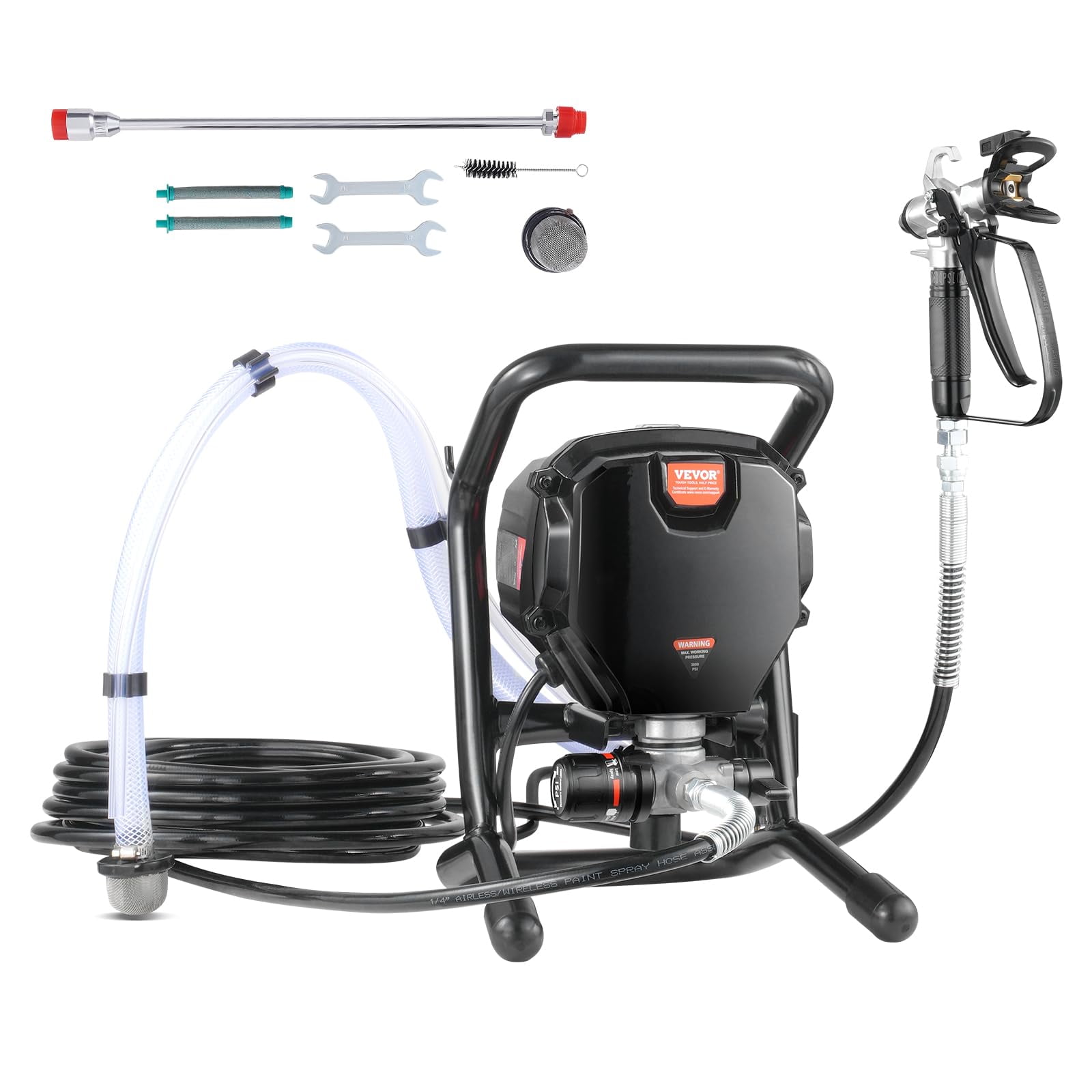 Pulverizador De Pintura Sin Aire Vevor 750 W 3000 Psi Con Soporte Eléctrico