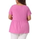 thumbnail image 3 of Agnes Orinda Blusas de Ropa de Bebé con Cuello Cuadrado, Tops Peplum Sólidos de Talla Grande para Mujeres, Camisas de Canalé para Escuela y Universidad 4X Rosa Oscuro, 3 of 6