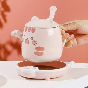 El Edén - Mug, Taza Cerámica Gato Kawaii 430 Ml, Con Calentador