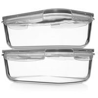 Contenedores De Almacenamiento De Alimentos Razab 8 Tazas/Vidrio De 1,8 L (2 Unidades Y 2 Tapas)