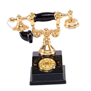 Magideal - Muebles Para Casa De Muñecas En Miniatura, Decoración De Muebles Diy, Aleación Duradera 1:12, Teléfono Giratorio Para Casa De Muñecas, Accesorios Para Negro