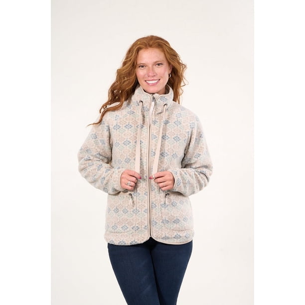 Poleron Polar Full Print Look Sherpa Crudo Mujer