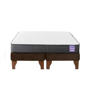 5° Sueño - Cama Europea 2 Plazas 150X190 Cm Base Colchón Madera Café