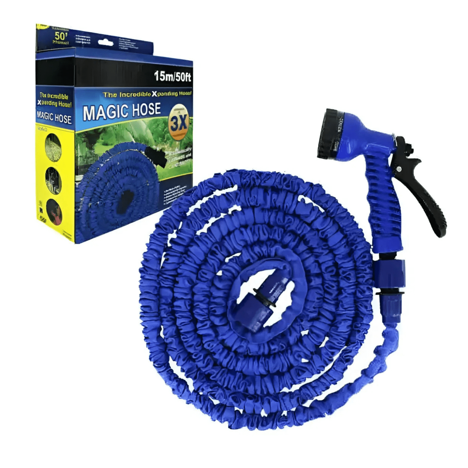 Genérico - Manguera Retráctil Expandible Magic Hose 15 Metros (50ft) Azul