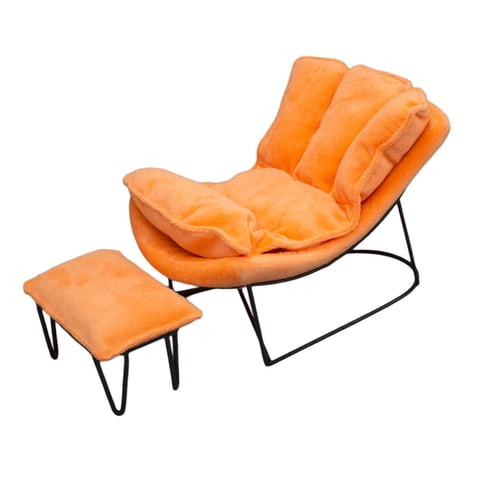 Magideal - Mecedora A Escala 1:6 De Hierro Forjado, Modelo De Mini Colección, Modelo De Sofá Individual De Tela Suave Con Reposapiés Para Figuras De Acción De 12 Naranja