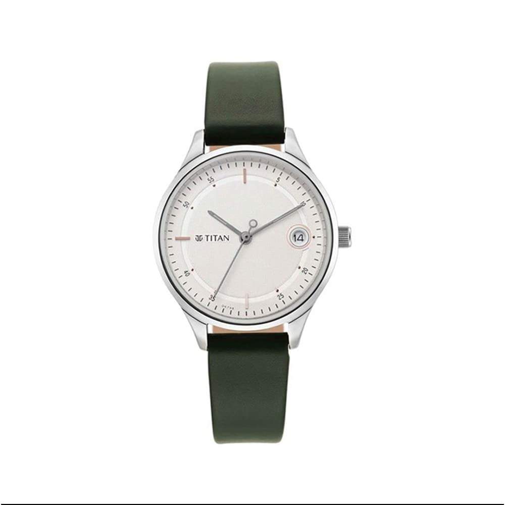 Reloj Titan Np2649sl01 Para Mujer Con Correa De Cuero Verde Y Movimiento De Cuarzo