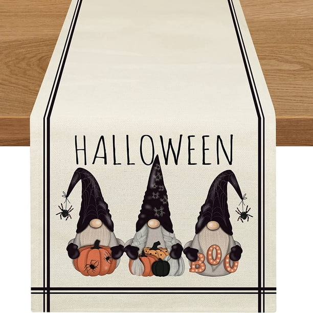1pc Halloween Gnome Pumpkin Table Runner, 72 Inches Long Dining Table Decoration For Kitchen Holiday Wedding Party Indoor Outdoor Decor, Gift