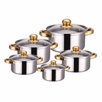 Genérico - Set Batería Cocina Acero Inoxidable Juego De Ollas 10 Pcs Gris