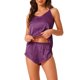 thumbnail image 1 of INSPIRE CHIC Conjunto de Pijama de Satén para Mujer Suave Cami con Cuello en V y Pantalones Cortos Ropa de Dormir con Tirantes Ajustables para Primavera Verano XL Púrpura Oscuro, 1 of 6