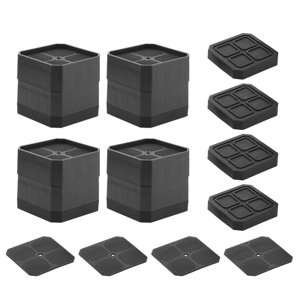 Magideal - Elevadores De Cama Antideslizantes Para Muebles, Almohadillas Para Muebles, Elevadores De Patas Para Muebles, Piso Antiarañazos Para Cama, Mesa, Lavad Negro Doble Capa