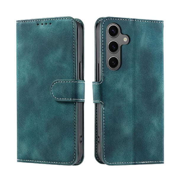 Funda Cartera para Samsung Galaxy S24 Plus Tapa con Ranuras, Soporte y Correa Verde