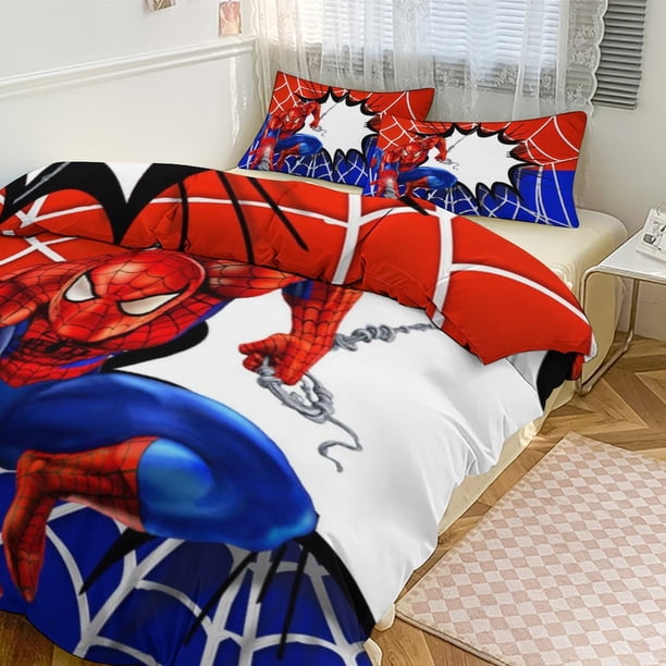 Spiderman Crawl 3 Piece Bed Set - Includes Reversible Comforter & Sheet Set Bedding - Fade Resistant Microfiber Twin