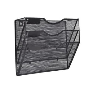 Genérico - Soporte De Malla Para Archivos Montado En La Pared, Revistero De 3 Niveles, Color Negro