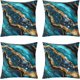 thumbnail image 1 of Fundas cojín mármol turquesa 4 uds 45x45 cm abstracto dorado negro bronce lentejuelas, 1 of 7