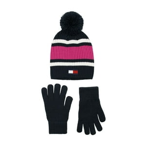 Set De Accesorios Tommy Hilfiger Para Niñas, Gorro Y Guante, Color Azul Marino