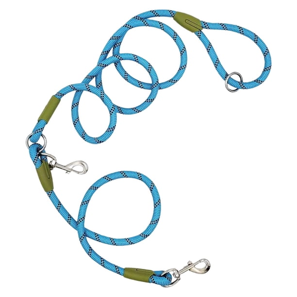 Correa de perro resistente Cuerda Manos libres Hombro colgado Doble cabeza Poliéster Sin tirones Cuerda antideslizante para correr Caminar Perro , azul