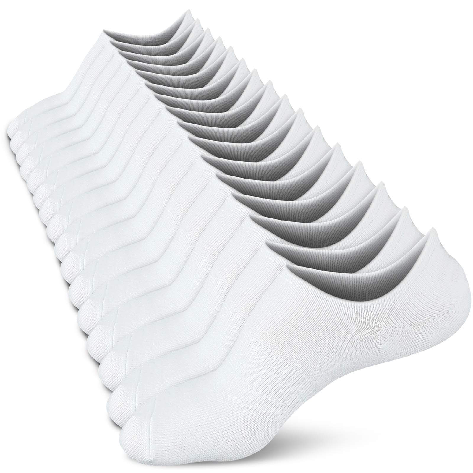 Mocasín Invisible Para Mujer No Show Socks Wernies, Plano, Blanco