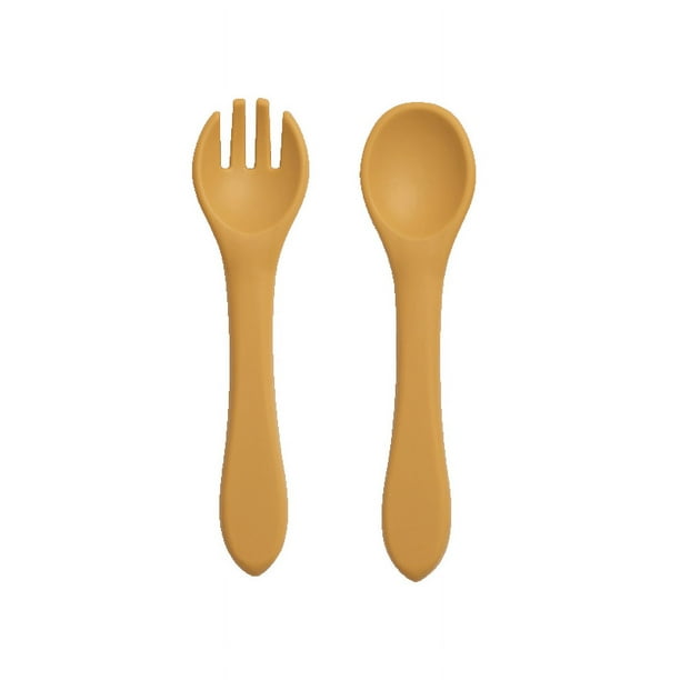 2pcs Baby Tableware Set - BPA Free Silicone, Perfect for Toddler Feeding with Spoon and Fork!