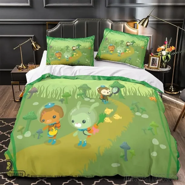 x1061 Bed SheetsCustom Octonauts Cartoon Animation Duvet Cover Set HD Comforter Cover for Kids Bedding Sets Bedclothes Bedroom Decor 3-Piece Bedding Set (1 Duvet Cover + 2 Pillow Shams) nj1061