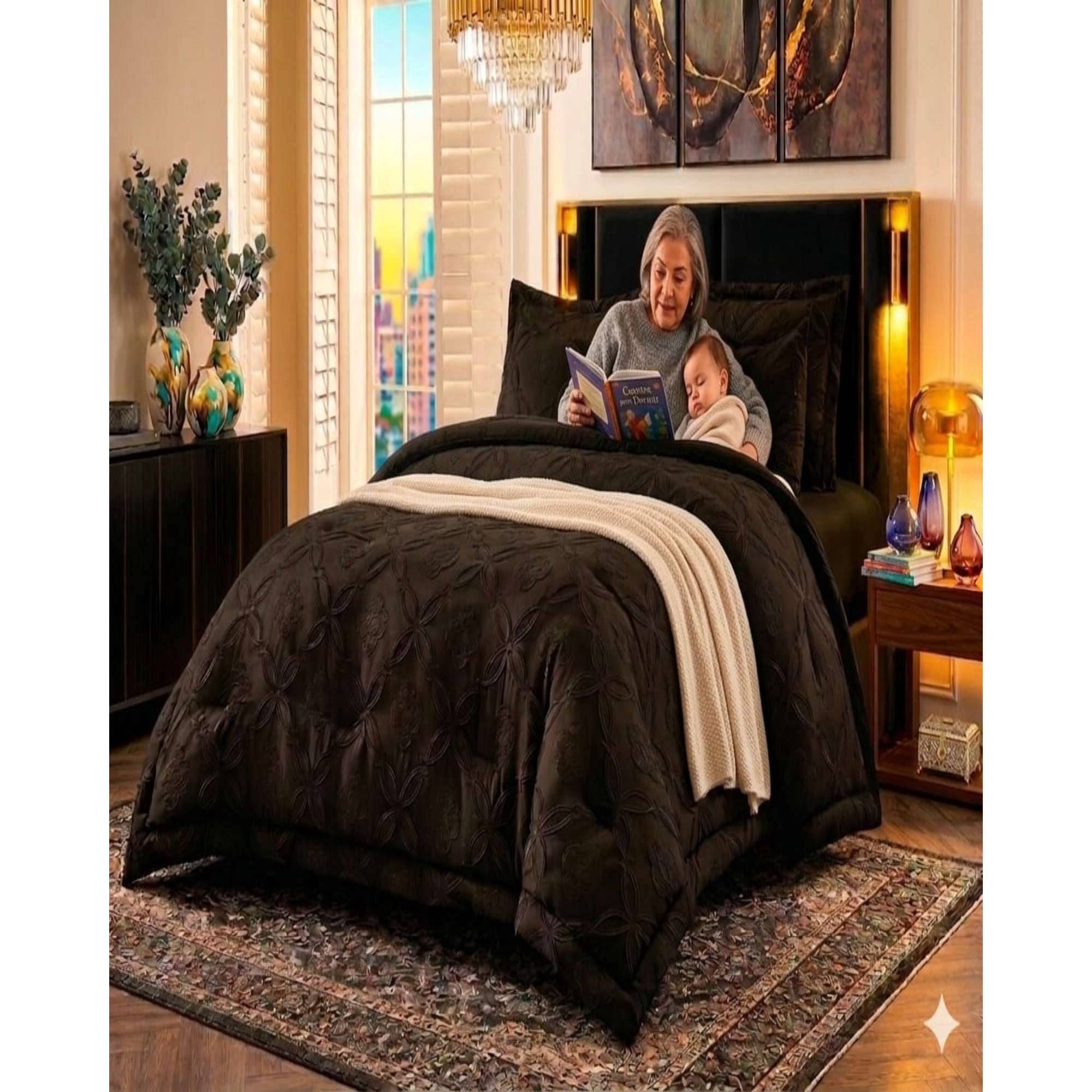 Todo Para El Hogra - Cubrecama Quilt Texturizado Incluye Fundas Diseño Flores Kinh