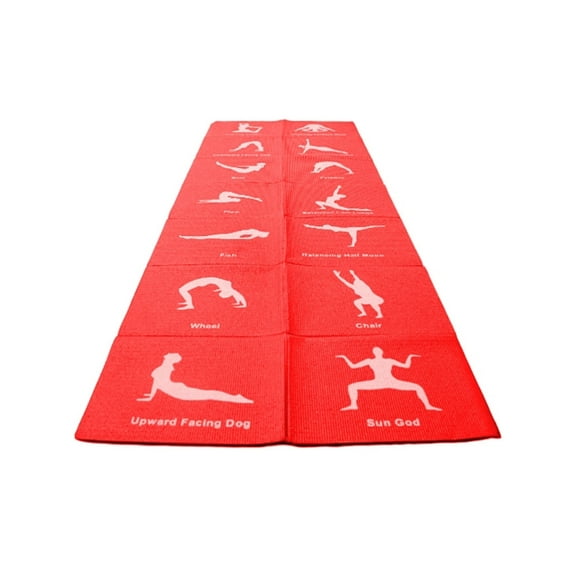 Mat De Yoga 6 Mm Plegable Con Posturas Rojo